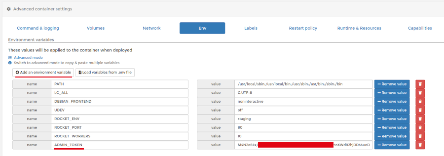 Dodavanje Container varijable | Container - Adding settings