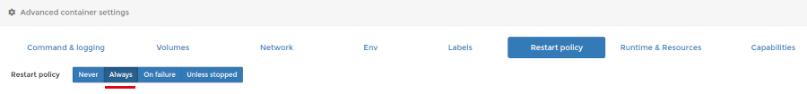 Container Restart policy